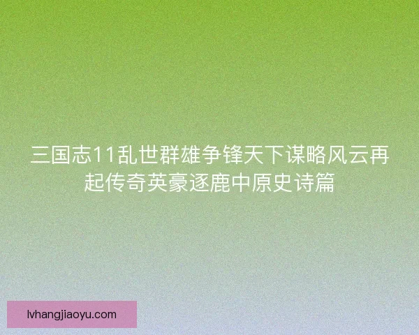 三国志11乱世群雄争锋天下谋略风云再起传奇英豪逐鹿中原史诗篇