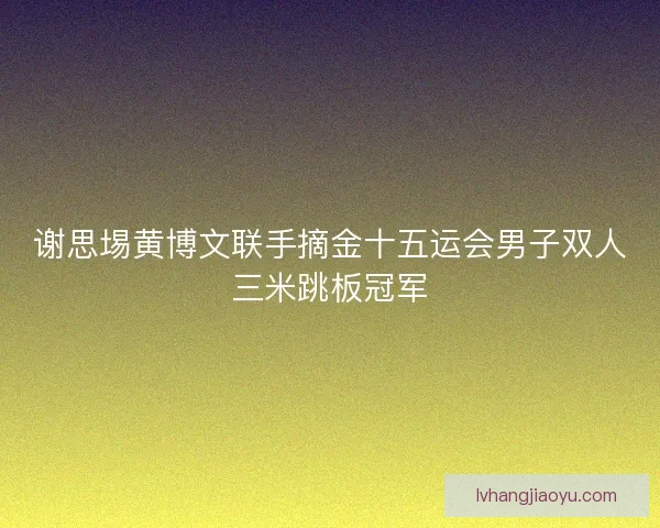 谢思埸黄博文联手摘金十五运会男子双人三米跳板冠军
